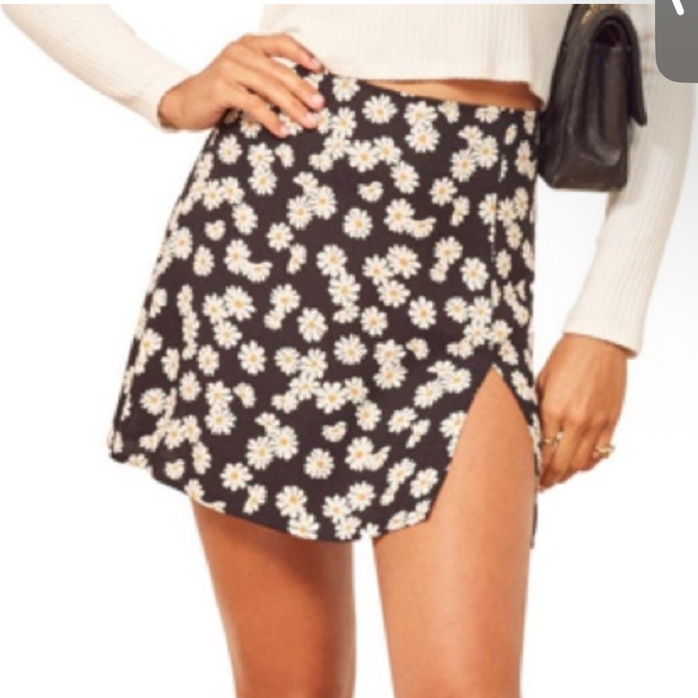 Reformation Black Skater Mini Skirt with Slit